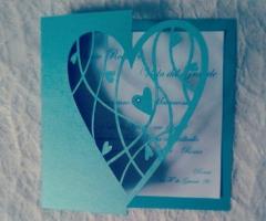 Partecipazione in carta perlata con cuore e strass - Partecipazioni One