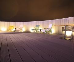 Terrazza panoramica con lettoni per un matrimonio chic