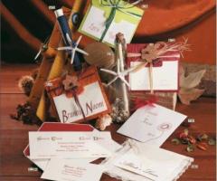 Arrotolata in lino blu - Busta fisarmonica cielo verde