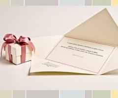 Scatolina e biglietto di ringraziamento per le nozze