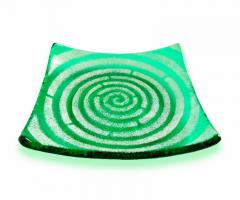 Magma Vetri Artistici - Bomboniera verde con spirale bianca