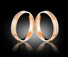 Fedi confort in oro rosso con binario oro bianco - 18 Carati Genova