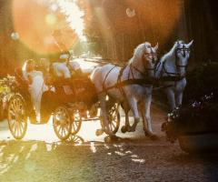 Foto degli sposi in carrozza