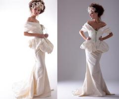 Marina Mansanta Alta Moda - Abito da sposa con bustino incrociato e scollatura