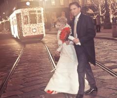 Fotografia dell'arrivo degli sposi