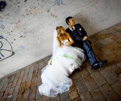 Foto degli sposi in città