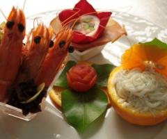 Cucina creativa - Particolare dell\'antipasto di pesce per il ricevimento di matrimonio