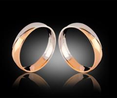 Fedi in oro bianco e rosso confort con riga lucida - 18 Carati Genova