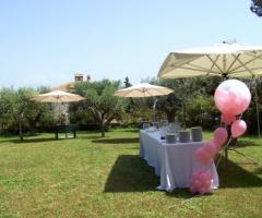 Allestimento del ricevimento di nozze in giardino