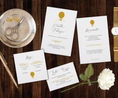 Partecipazioni Le Cartasie - Partecipazioni tema viaggio  -Mongolfiera oro