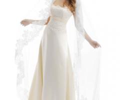 Abito da sposa senza spalline con bustino in pizzo - Modello Perla