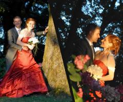 Composit foto sposi in giardino