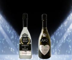 Bottiglia Prosecco de Faveri personalizzata con Swarovki per il matrimoni