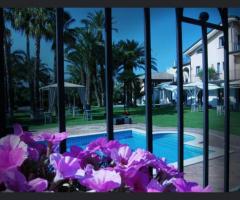 Vista parco con ampia piscina presso Villa Verdiana