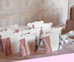 Cavalieri con pizzo, perle Swarovski e scritta in oro - Crystal Drops Design