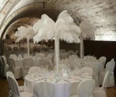 Allestimento di un matrimonio total white in cantina di CG Wedding Planner