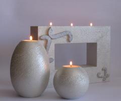 Portacandele colore bianco perla. Inseparabili di Mancini Marzia