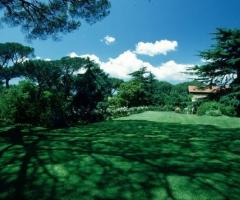 Panoramica del giardino della locatin di nozze