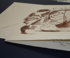 Particolare di partecipazione personalizzata con caricatura.