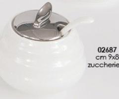 Zuccheriera ceramica bianca argento - Bomboniere la Rosa