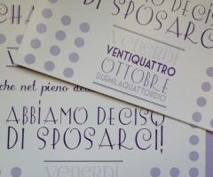 Invito Di Nozze - Grafica per partecipazioni pieghevoli a pois lilla