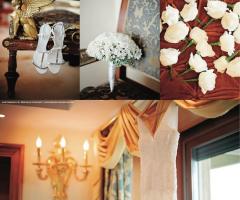 Dettaglio dell'abito e degli accessori della sposa