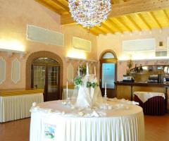 La sala dell'Accoglienza, dove vengono ricevuti i commensali e dove vengono infine distribuite le bomboniere