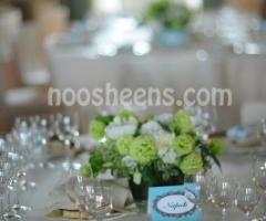 Allestimento per i tavoli di nozze in turchese