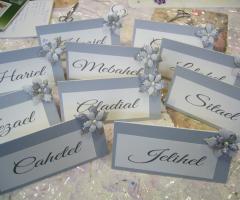 Il Rifugio delle Artiste - Segnatavolo tema 'Matrimonio perle e argento'