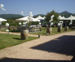 Palloncini per il ricevimento di matrimonio in giardino
