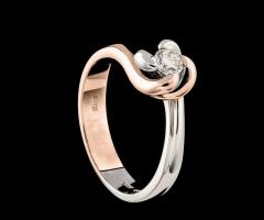 Anello solitario intrecciatoin oro rosso e bianco - 18 Carati Genova