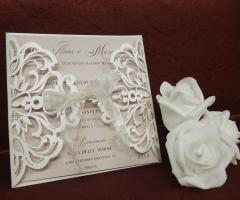 Partecipazione matrimonio pizzo laser cut