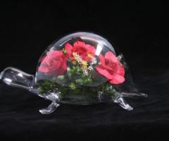 Bomboniera di matrimonio a forma di tartaruga in vetro soffiato