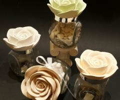 Barattoli portaconfetti con tappo a rosa - Il Girasole