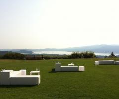 Il parco della villa con vista sul Lago Maggiore