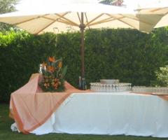 Allestimento per il ricevimento di matrimonio in giardino