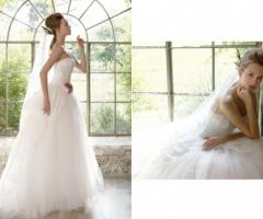 Abito da sposa con gonna in tulle e rosa in vita - Collezione Atmosfere Provenzali