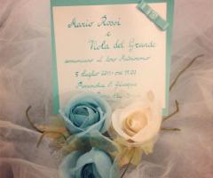 Partecipazione con fiocco in raso e perlina - Partecipazioni One