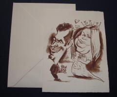 Partecipazione personalizzata con caricatura degli Sposi su carta effetto rustico colore avorio. Stampa Digitale