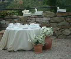 Rose bianche e terracotta