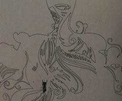 Il modello di un abito o un altro disegno possono diventare un tableau o un poster da far firmare ai vostri ospiti - Le Tre Eventi