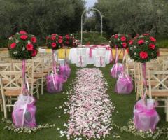 Matrimonio all'aperto con alberelli