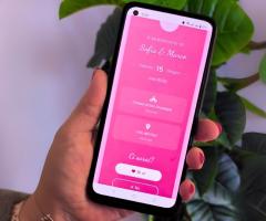 Partecipazione di nozze digitale con musica, RSVP, lista nozze e geolocalizzazione