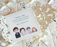 Partecipazione laser cut a due ali - Preziose Emozioni