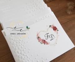 Partecipazioni matrimonio cuore floreale