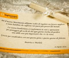 Sightsavers Italia Onlus - Una bomboniera per aiutare chi ne ha più bisogno