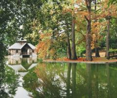 Parco con laghetto della location di nozze