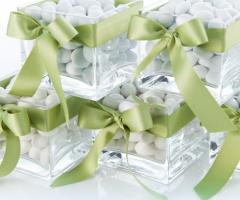 Scatoline porta confetti con fiocco verde