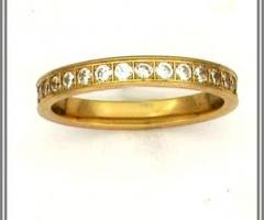 Fedina fidanzamento in oro giallo 18 kt  con diamanti giro giro