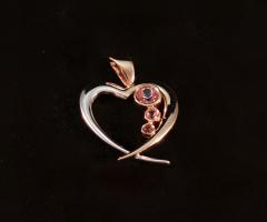 Pendente a cuore in oro rosso e bianco con topazi rosa - 18 Carati Genova